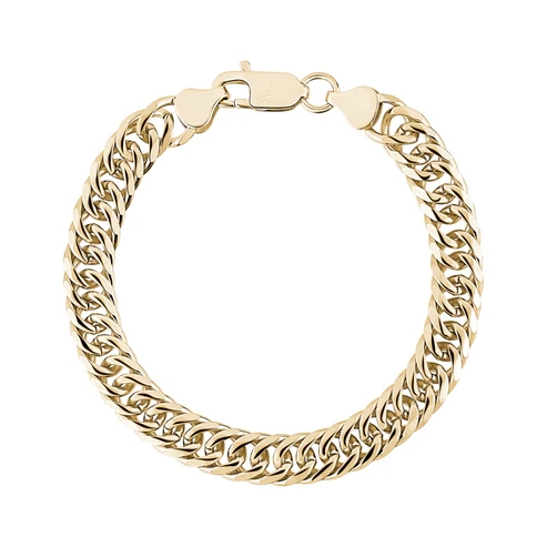 Bracelet mailles cubaine, acier inoxydable doré