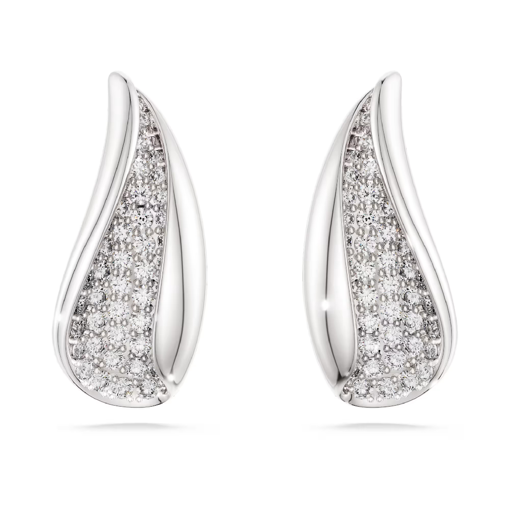 Boucles d'oreilles pendantes Classica, argent recyclé, cristaux incolores