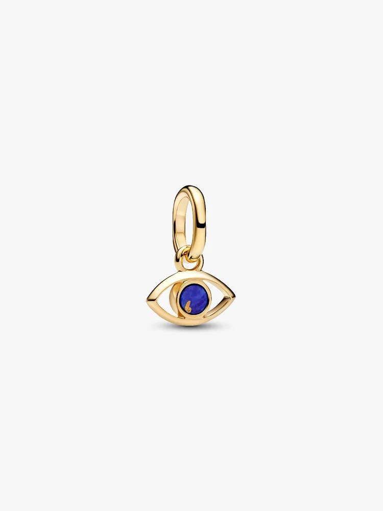 Bille mini mauvais oeil, métal unique plaqué d'or 14 carats, lapis lazuli synthétique