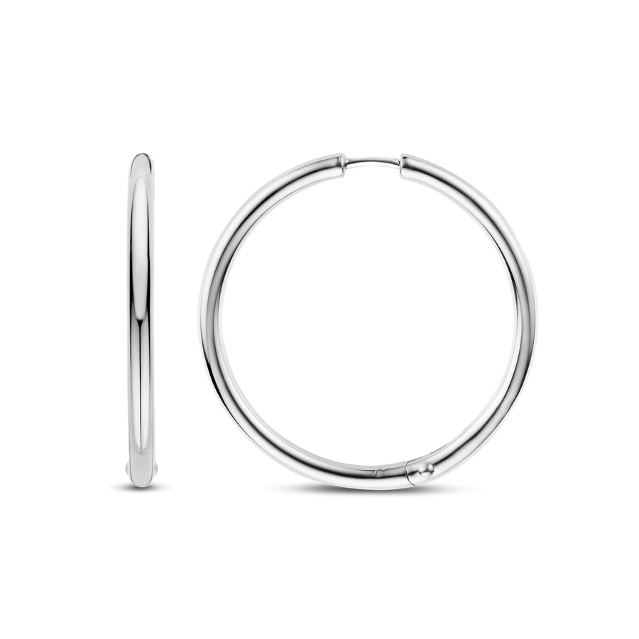 Rhodium-plated sterling silver hoop earrings - 78007SI - Ti Sento