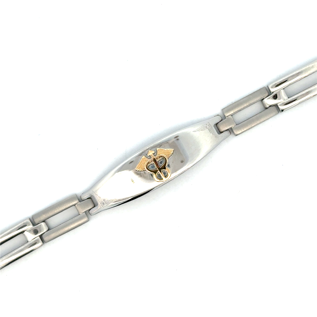 Watch Strap médical, acier 2 tons (blanc/jaune)