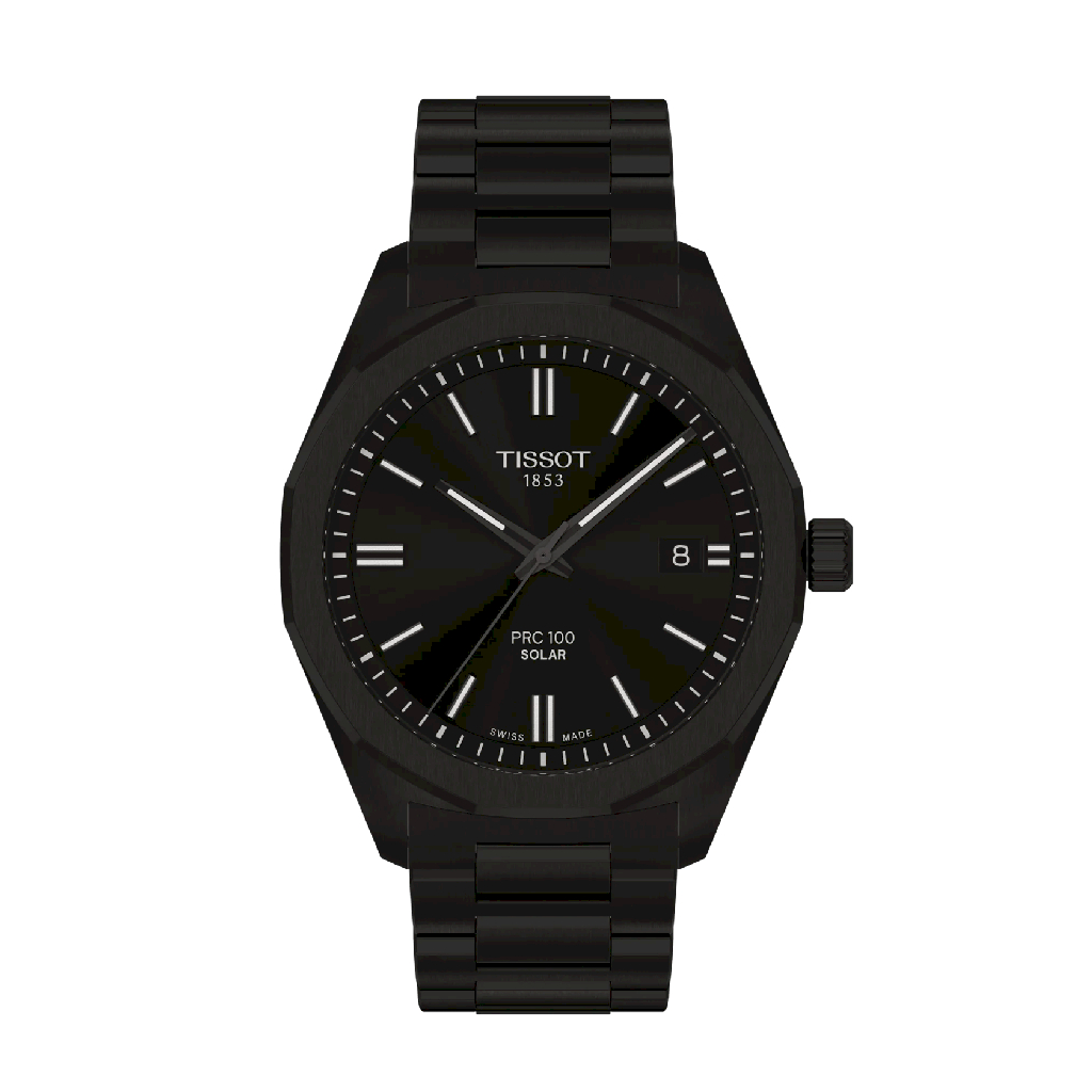 Montre PRC 100 Solaire, acier inoxydable noir, fond noir