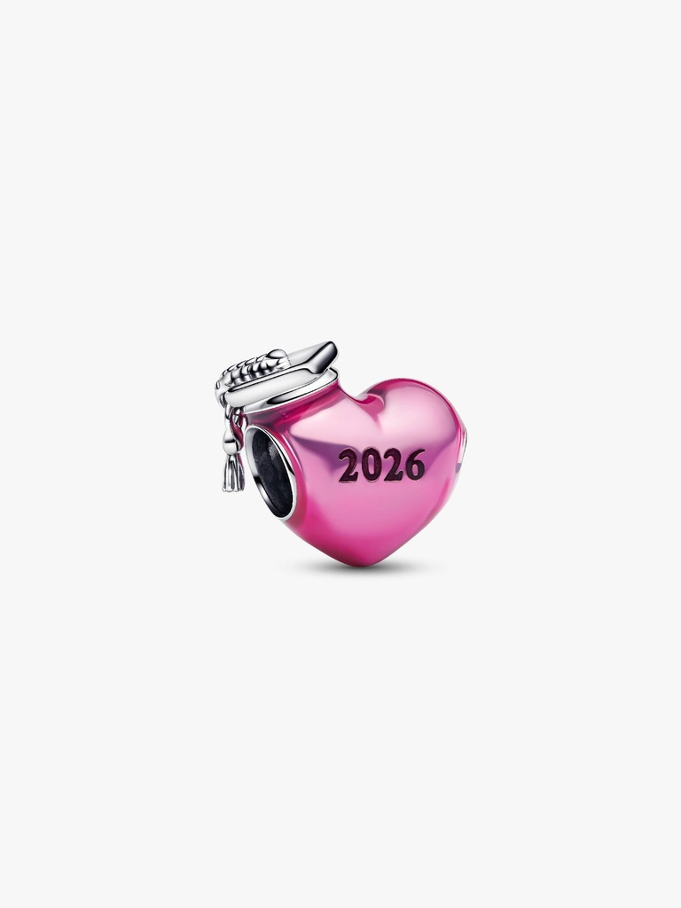 Bille coeur remise de diplôme 2026, argent, émail lilas et rose