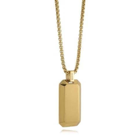 Pendentif plaque en acier inoxydable doré