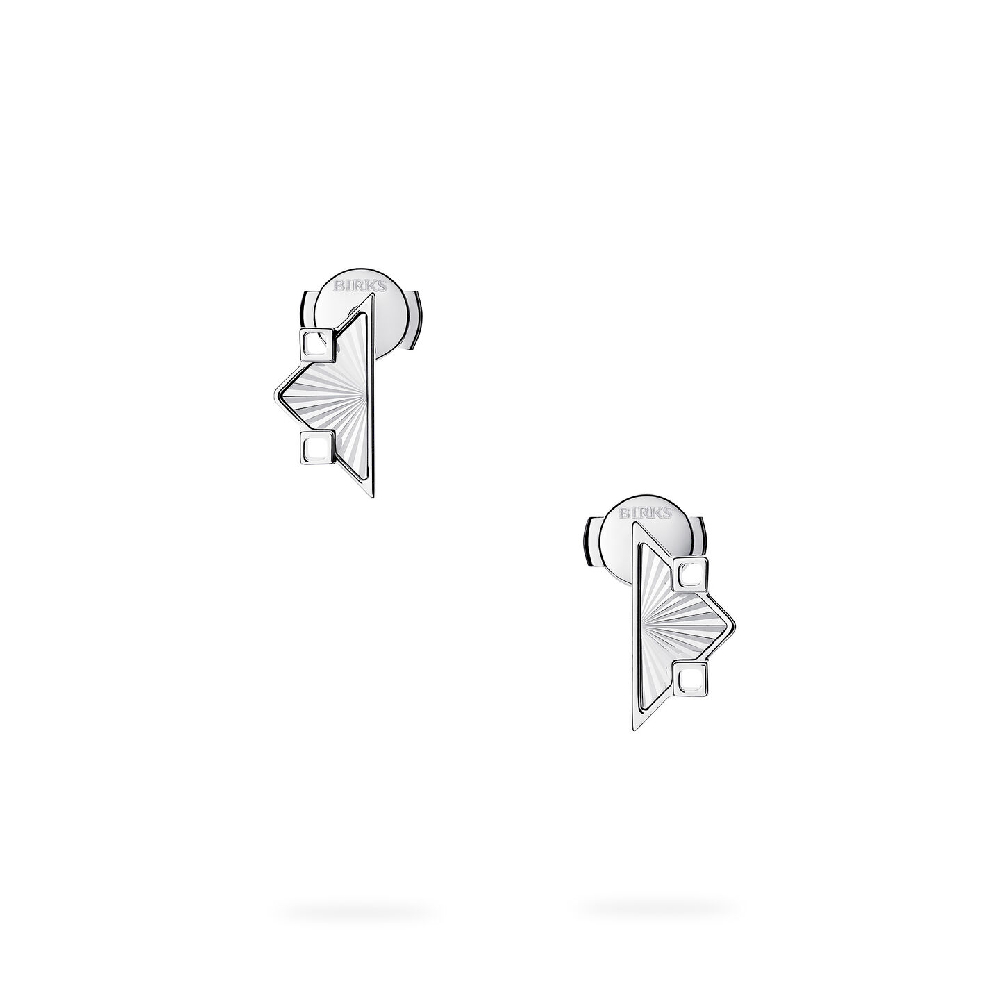 Birks Muse Guilloche Symmetrical Silver Stud Earrings - 450018473585 - Birks
