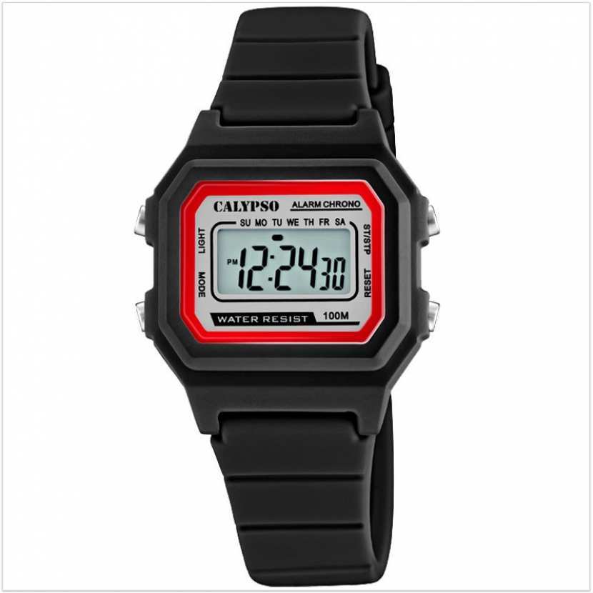Montre silicone noir/rouge