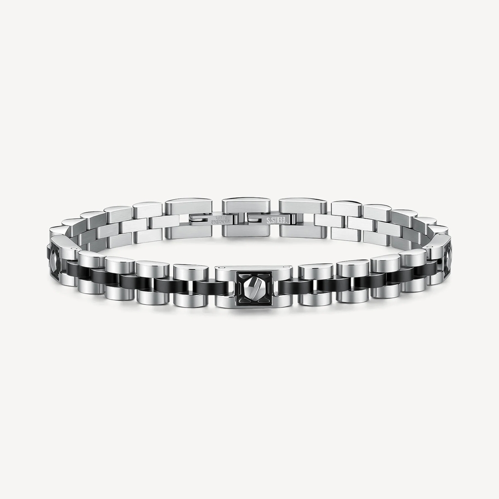 Bracelet Riptide, acier inoxydable 2 tons (blanc et noir)
