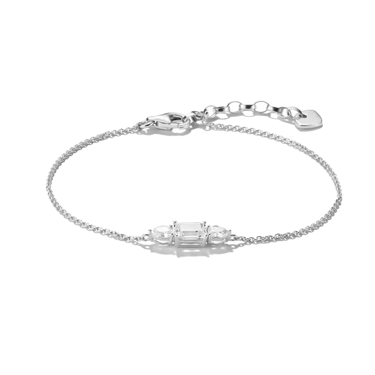 Bracelet argent, zircons incolores