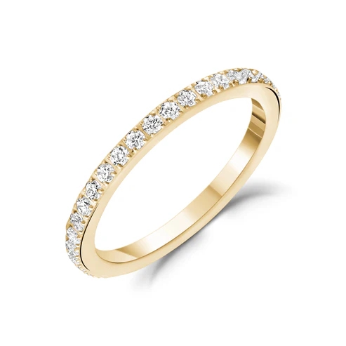 Jonc éternité, acier inoxydable doré, zircons incolores