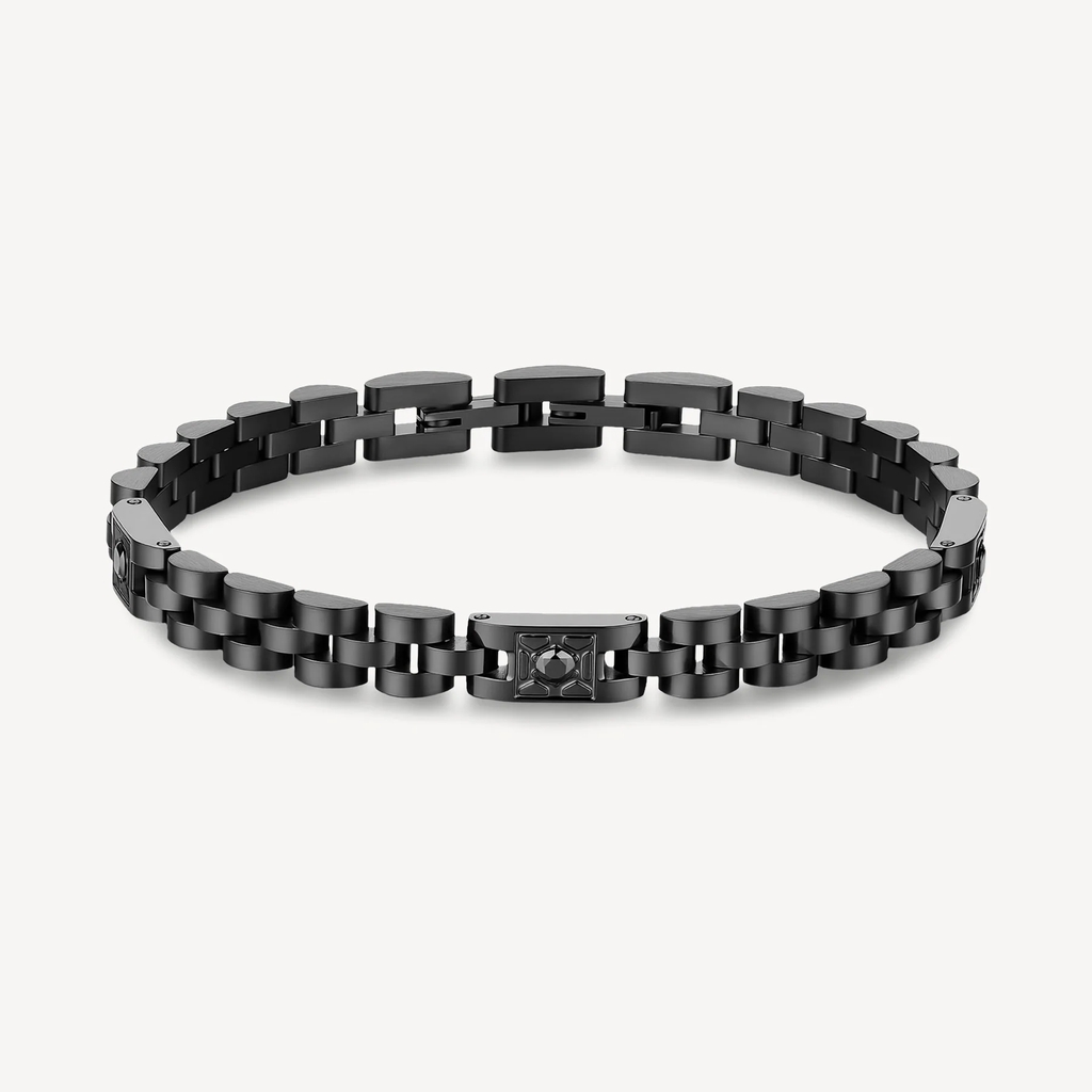 Bracelet Riptide, acier inoxydable noir, zircon noir