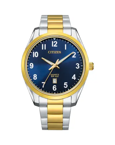 Montre acier 2 tons (blanc/jaune), fond bleu - BI1036-57L - Citizen
