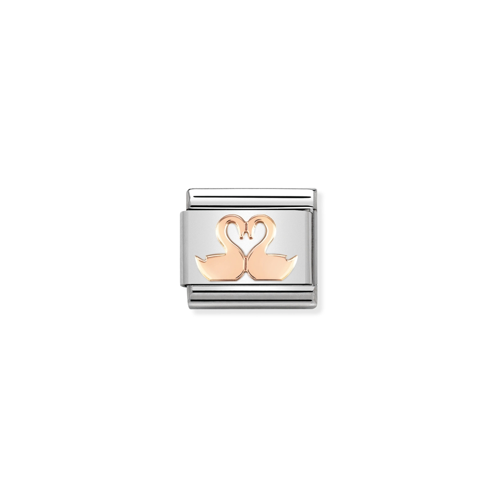 Classic link swans, stainless steel, 9 carats rose gold