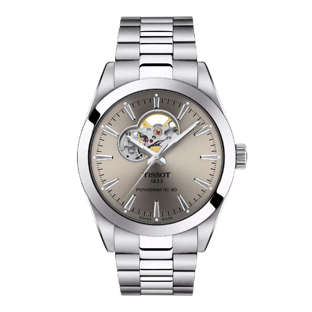 Tissot Gentleman Open Heart automatic stainless steel watch
