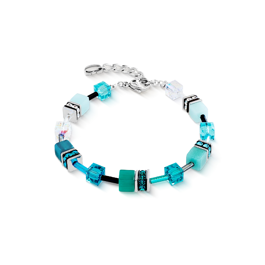 Bracelet GeoCube, acier inoxydable, verre, cristaux