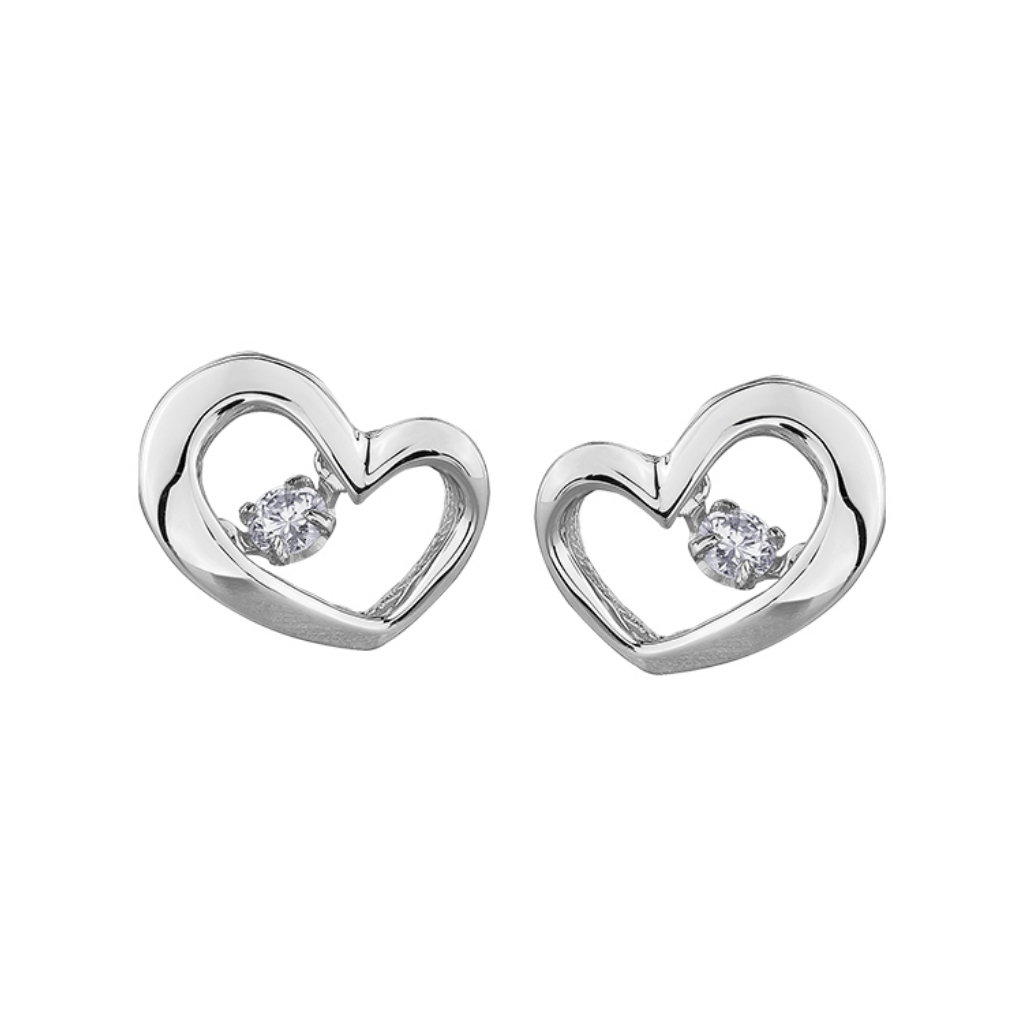 10K white gold heart stud earrings with 10-point diamonds - DX638W05 - Corona
