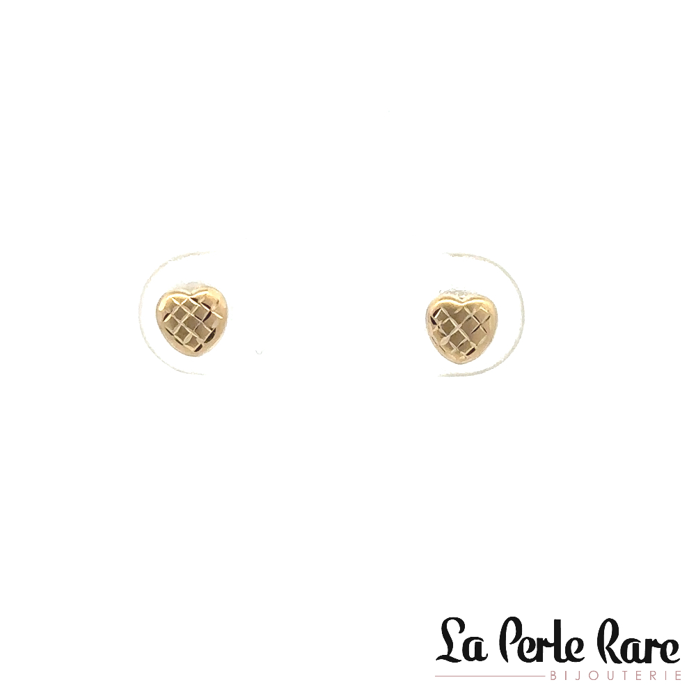 Textured heart stud earrings 10K yellow gold - 3176-1 - Exclusivity