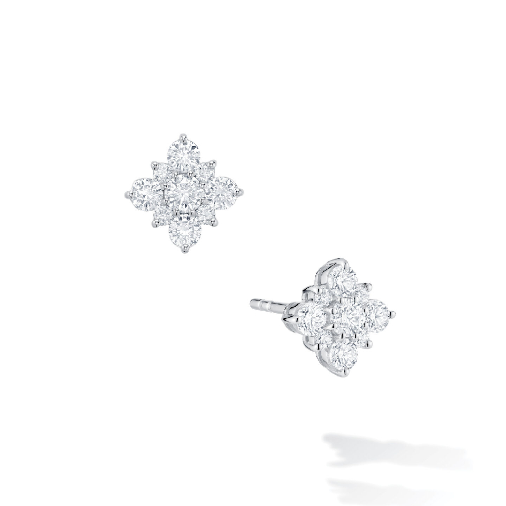 Birks Snowflake stud earrings, 18k white gold, 0.38 ct diamonds - 450005973920 - Birks
