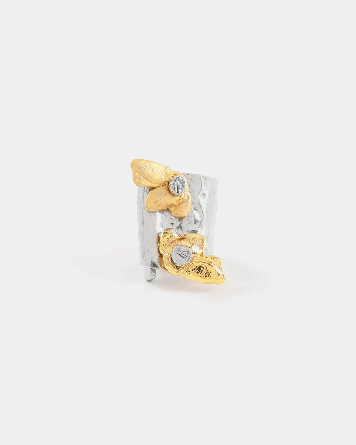 Bague ajustable, étain 2 tons (blanc/jaune) - TAURUS-2TONS - Anne-marie Chagnon