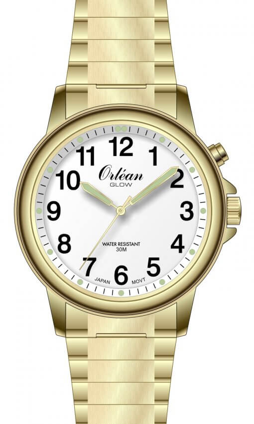 Montre Orlean acier doré cadran blanc