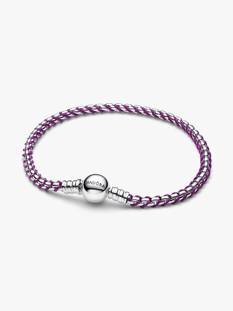 Bracelet sterling silver, cordon purple