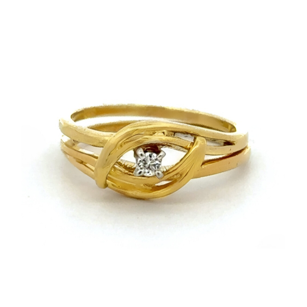 Two-tone 10K gold ring with 5-point diamond - LPR-2650 - Exclusivity