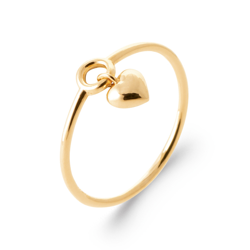 Bague coeur, argent finition or jaune 18 carats