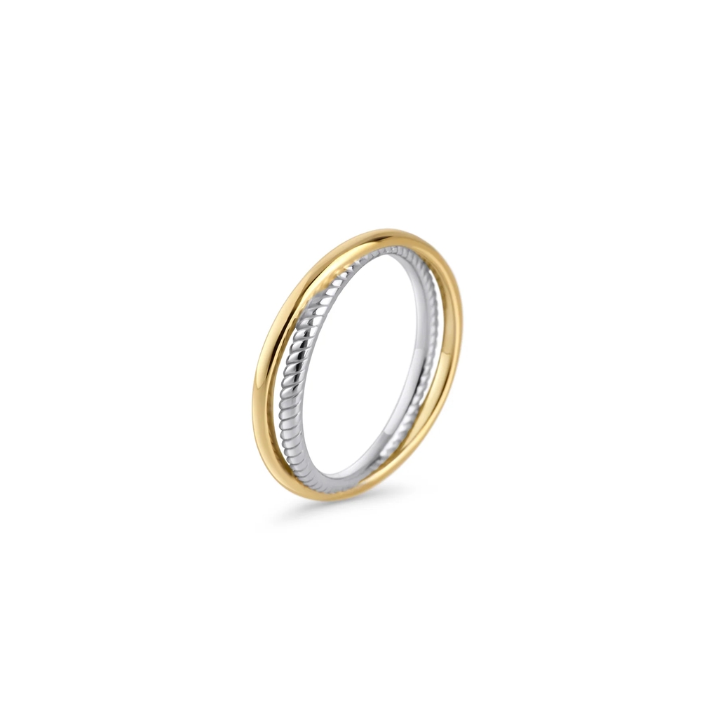 Bague Odelia, acier inoxydable 2 tons (blanc et jaune)