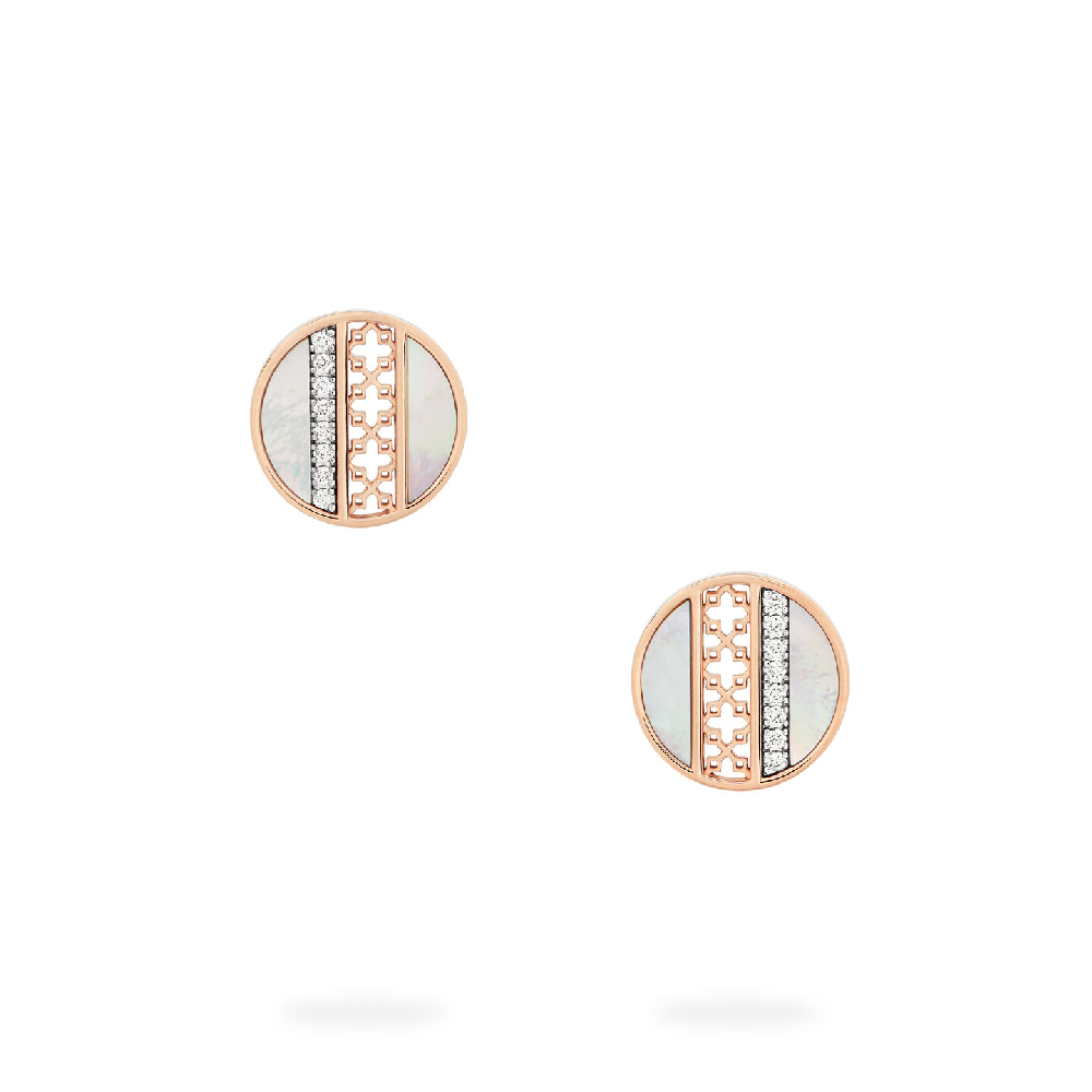 Birks Dare to Dream Stud Earrings, 18k Rose Gold, 0.13 ct Diamonds, Mother-of-Pearl - 45001763605 - Birks