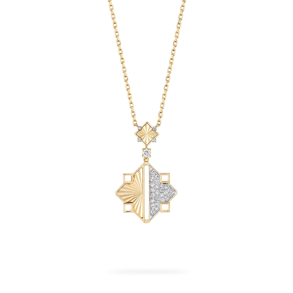 Birks Muse Guilloché Pendant, 18k Yellow Gold, 0.24 ct Diamonds - 450018706737 - Birks