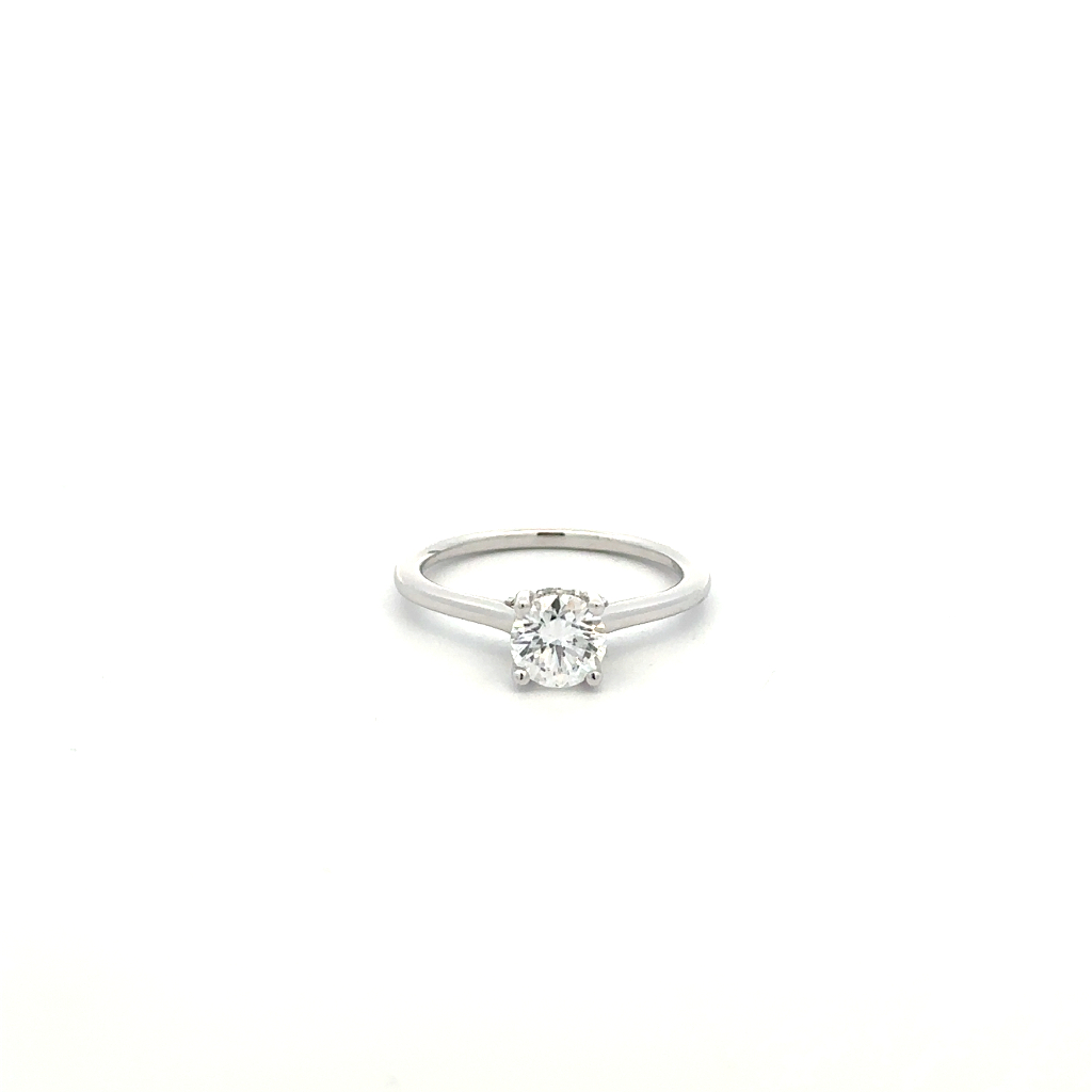 Bague solitaire, or blanc 14 carats, 84 points de diamant de laboratoire total, VS/F, certificat