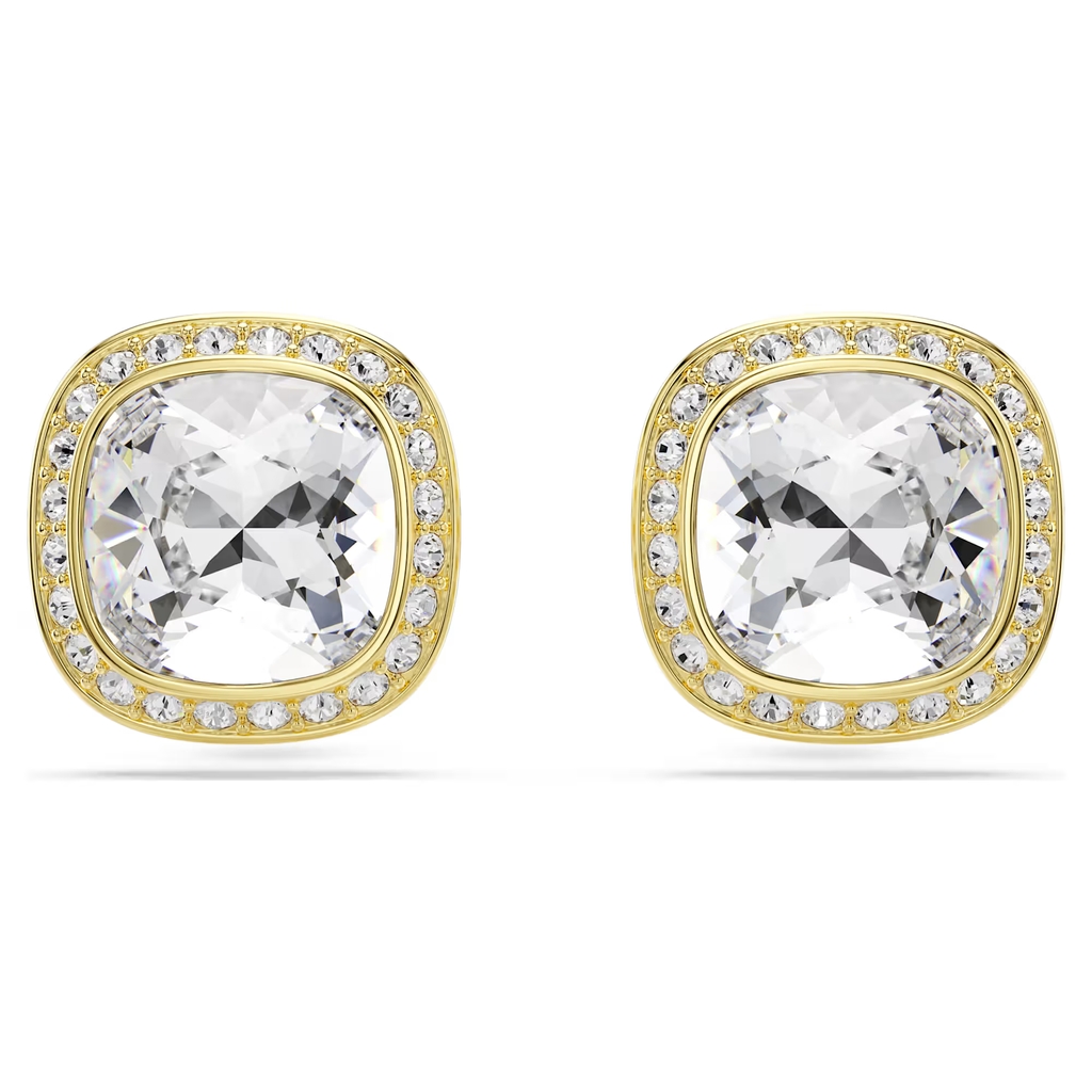 Stud earrings Una Angelic, gold tone metal, clear crystals