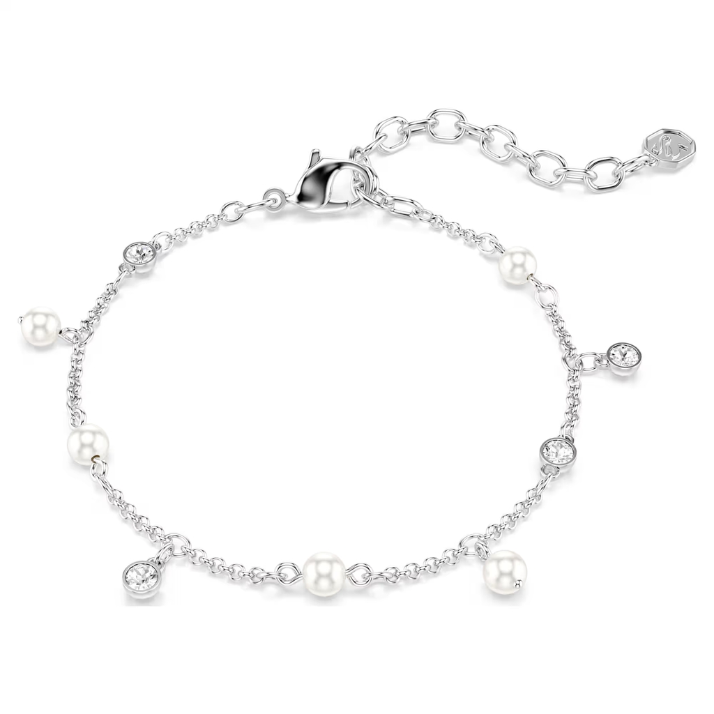 Bracelet Imber, métal rhodié, cristaux incolores, perles de cristal
