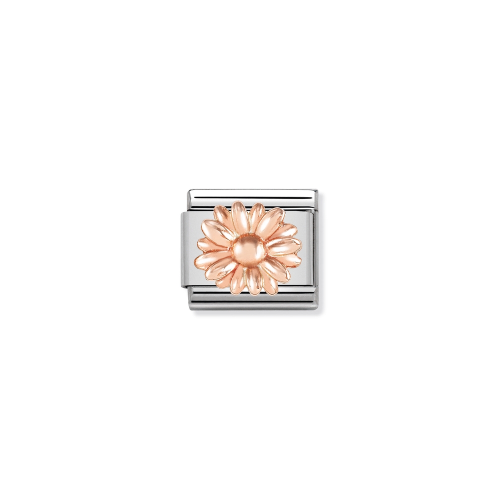 Classic link daisy, stainless steel, 9 carats rose gold