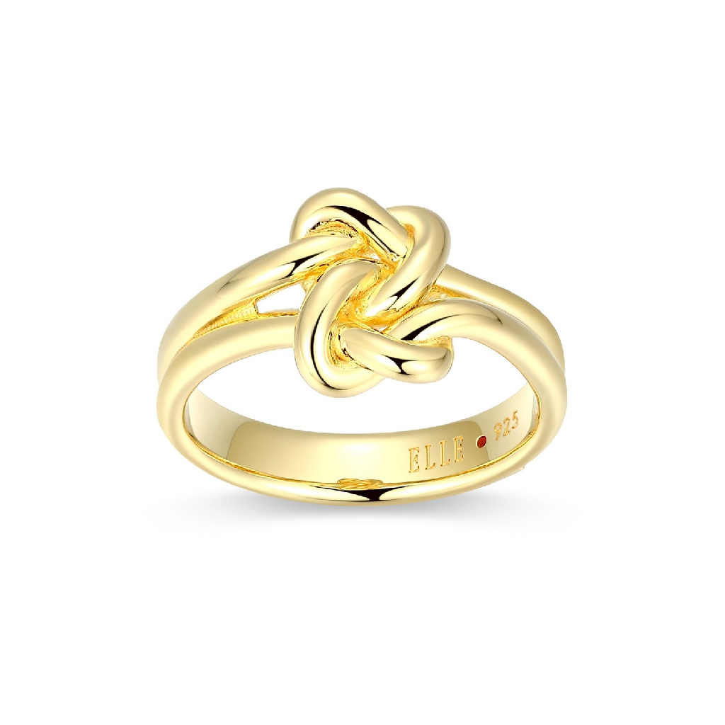 Bague argent sterling avec finition en or jaune