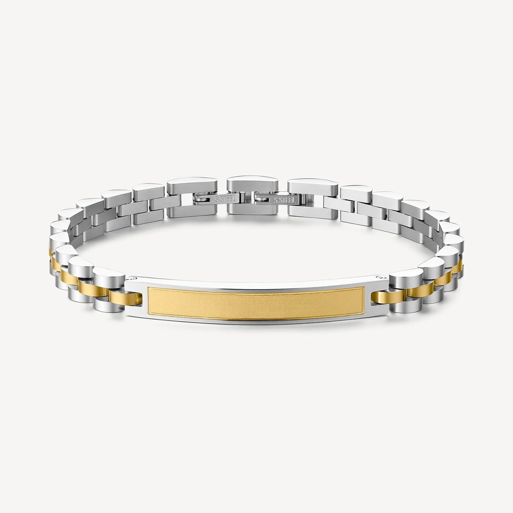 Bracelet d'identité Riptide, acier inoxydable 2 tons (blanc et jaune)