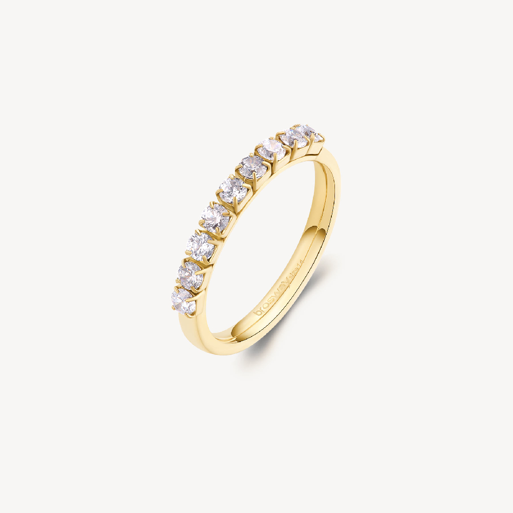 Gold-plated stainless steel semi-eternity band with zirconia - BEIA004B - Brosway Italia