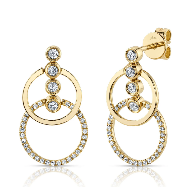 Yellow gold dangling earrings diamonds 39 pts - SC55024530 - Shy