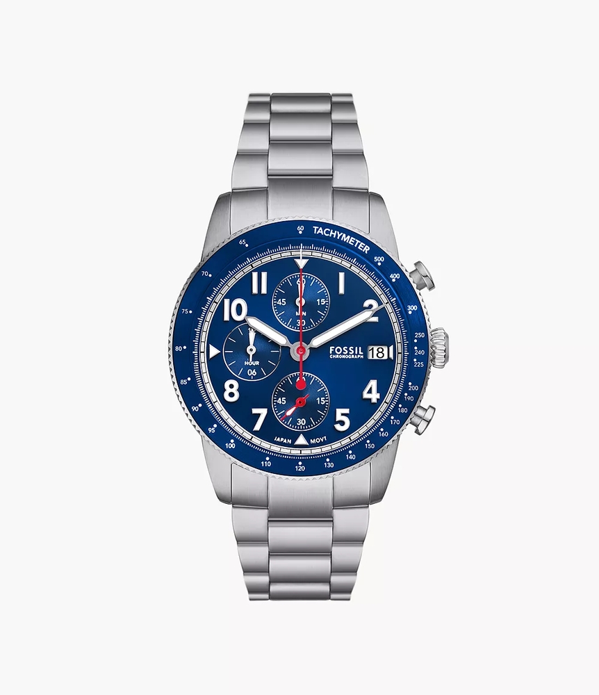 Fossil Chronograph Stainless Steel Watch with Blue Dial - FS6047 - Fossil