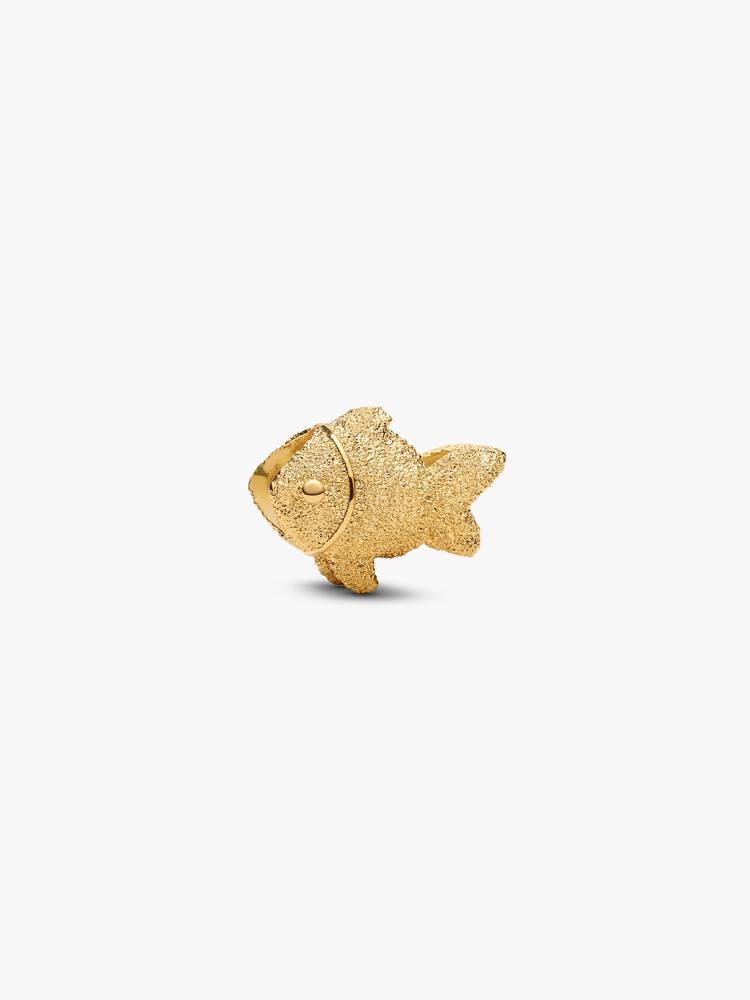 Bille mini poisson texturé, métal unique plaqué d'or 14 carats