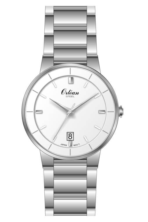 Montre acier inoxydable, fond blanc