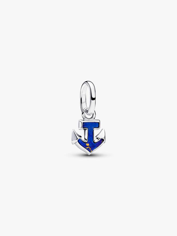 Bille mini ancre, argent, lapis lazuli synthétique