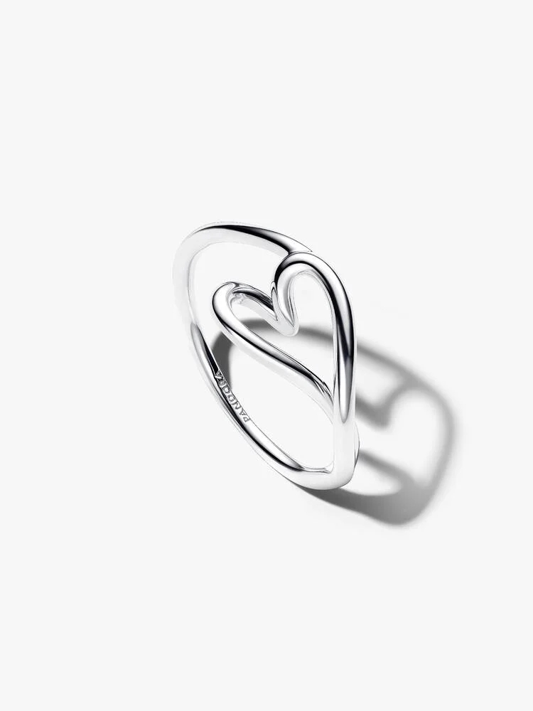Bague coeur organique, argent