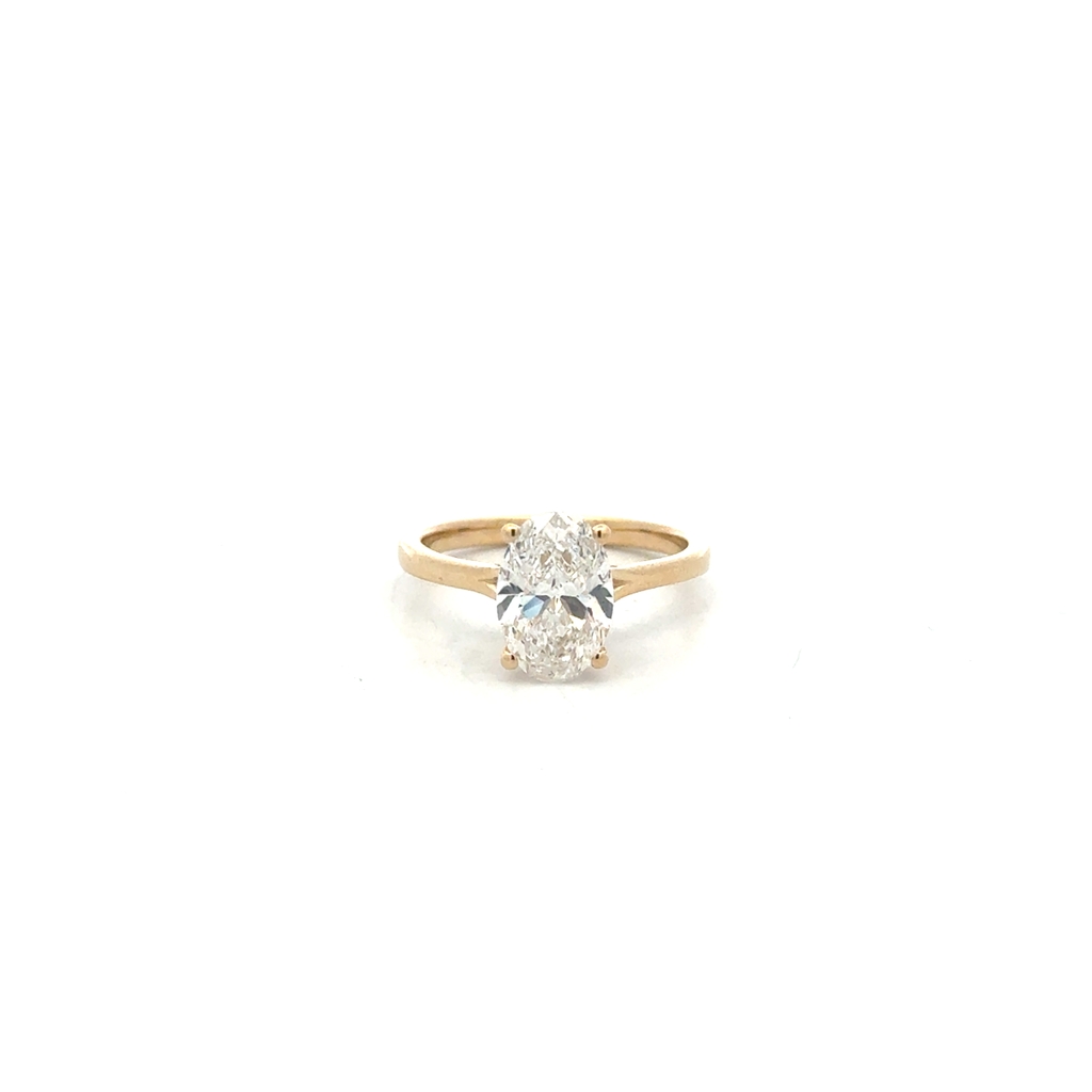 Bague solitaire en or jaune 10 carats avec 200 points de diamants de laboratoire au total, certificat