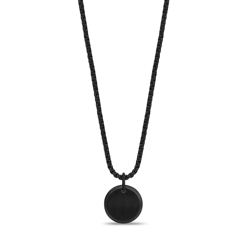 Pendentif rond, acier inoxydable noir