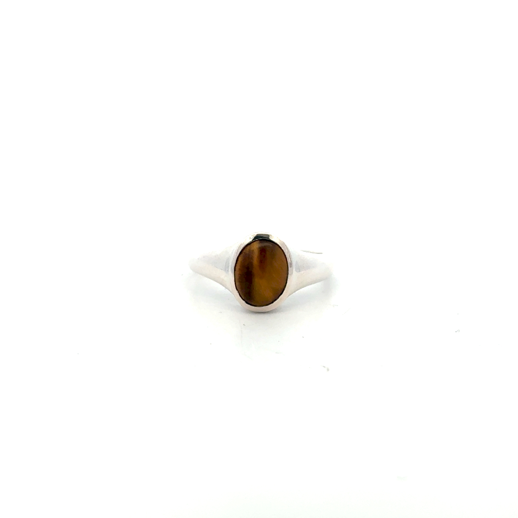 Bague argent, oeil-de-tigre