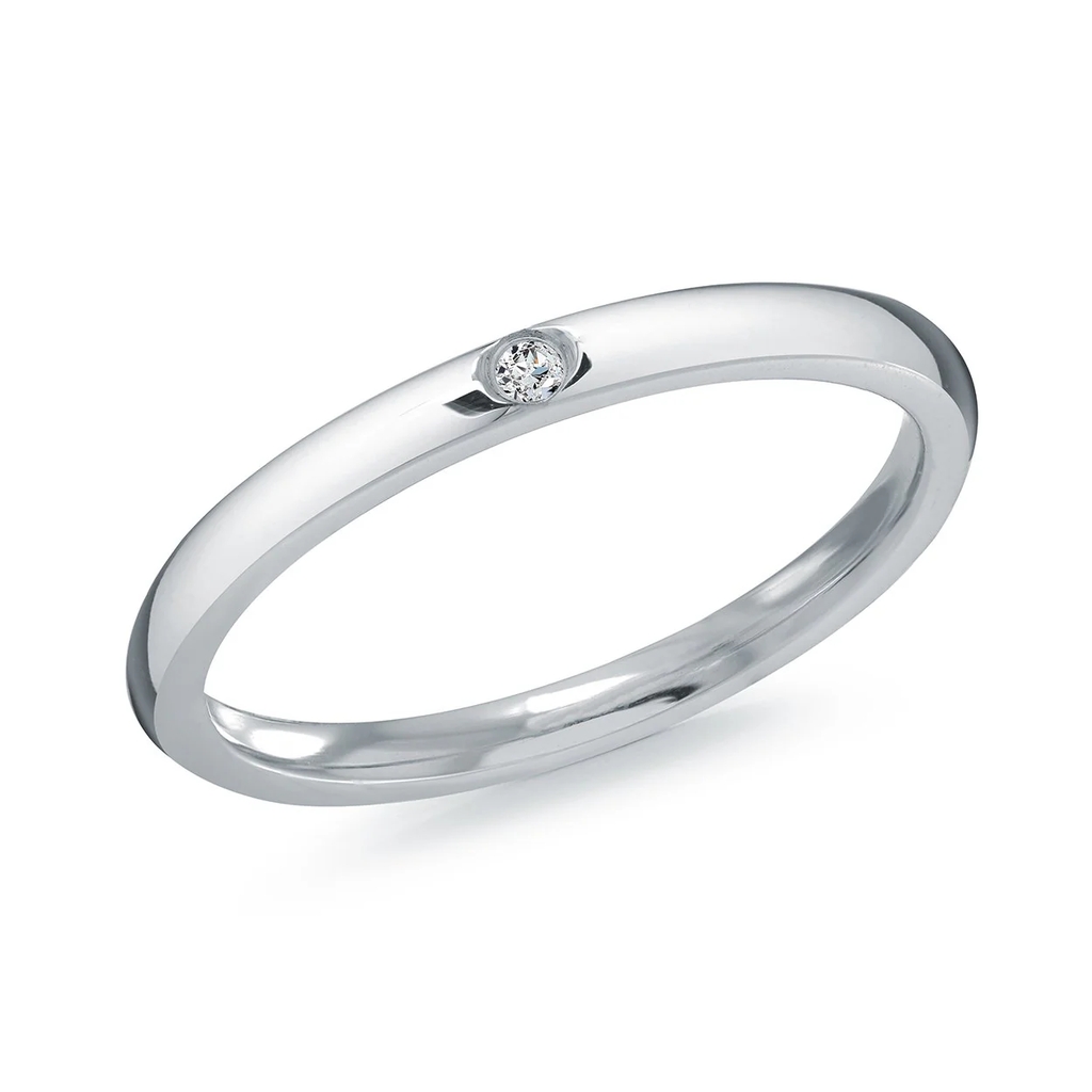 Jonc acier inoxydable, zircon incolore