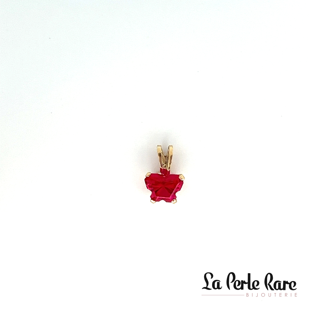 Yellow gold july pendant with zirconium