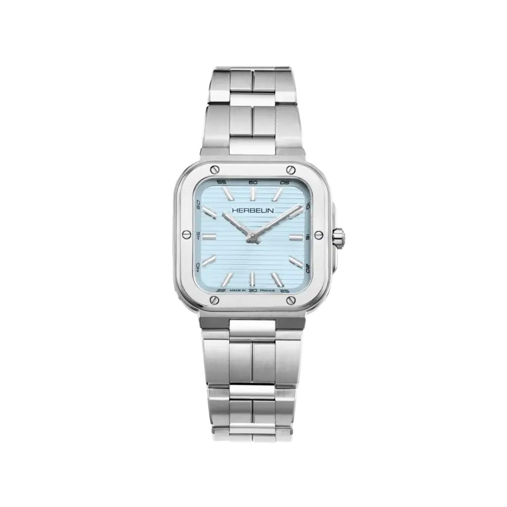 Square watch, steel, blue dial - 17546B25 - Herbelin