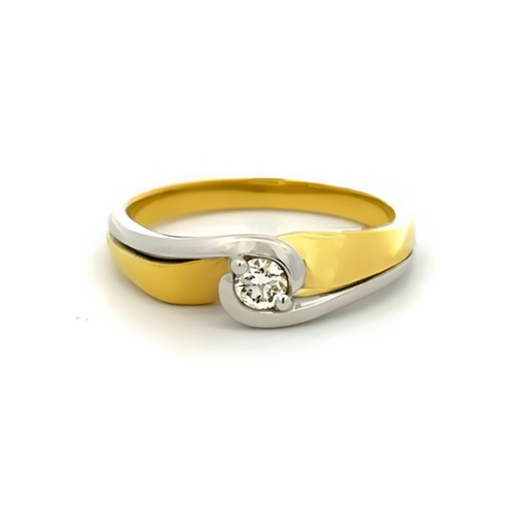 10K two-tone gold ring with 0.13 ct diamond - H1252 - Exclusivity