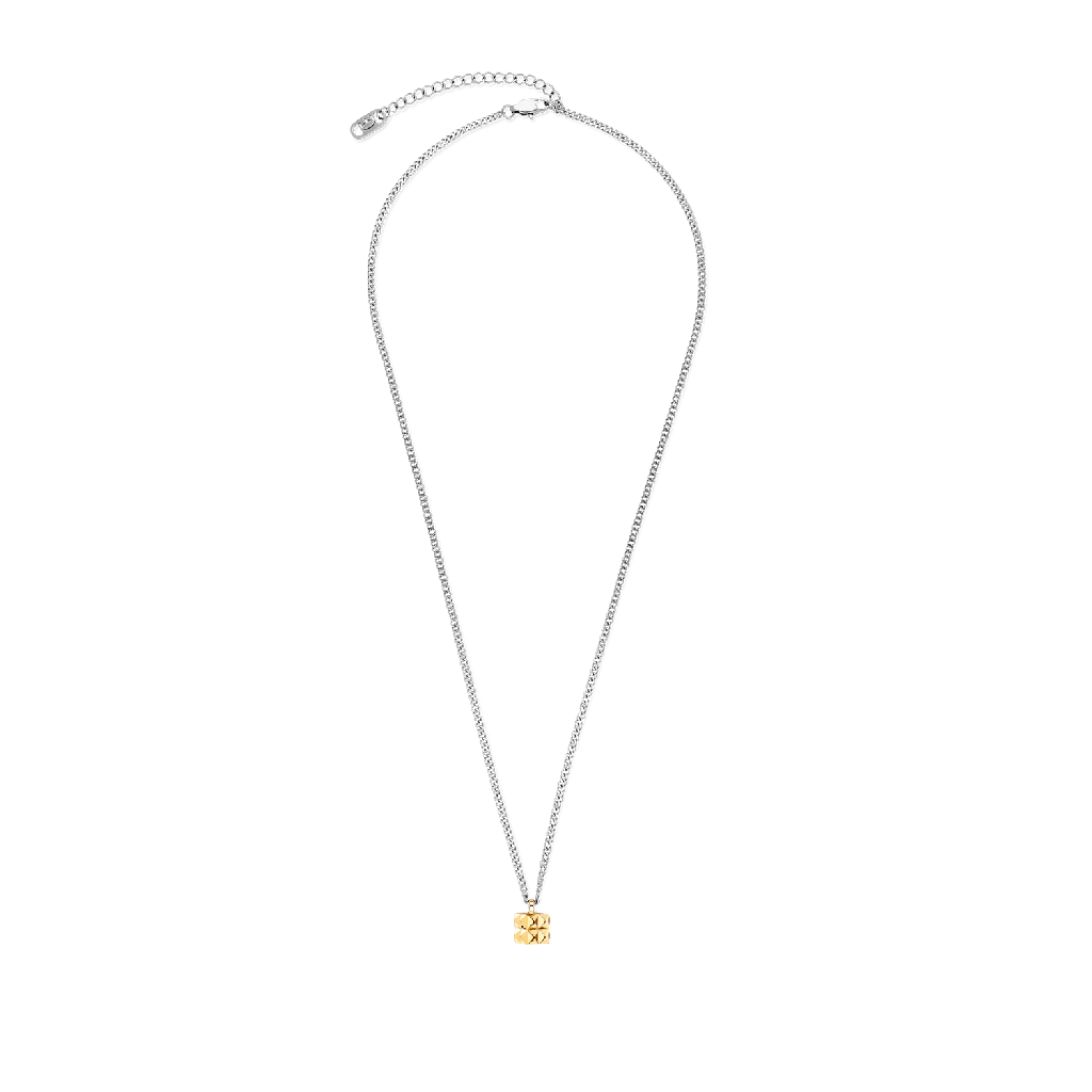 Collier acier inoxydable 2 tons (blanc et jaune)